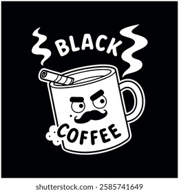 Black Coffee - Funny Cartoon Coffee Mug T-Shirt