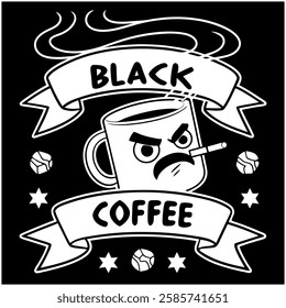 Black Coffee - Funny Cartoon Coffee Mug T-Shirt