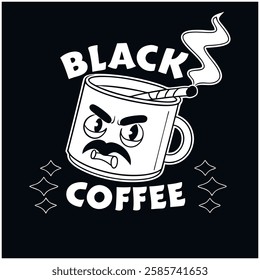 Black Coffee - Funny Cartoon Coffee Mug T-Shirt