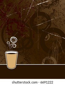 black coffee to go on coffee colored grunge background