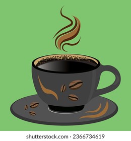 café negro en una taza de café gris