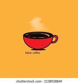 black coffee hot cup illustration vector