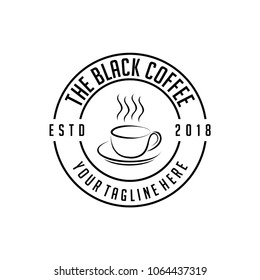 The Black Coffee Hot Retro Shop Design Vector