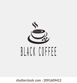 Logo del café negro. Logo de Cafe y Cafetería. Diseño de plantillas de ilustración de vector