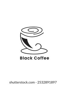 Black Coffee Logo Design Template, A Cup of Coffee Logo