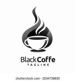 black coffee logo with mug concept