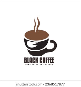 Black Coffee Logo Vector illustration.Design elements for logo, poster, t-shirt, banner, and card.
