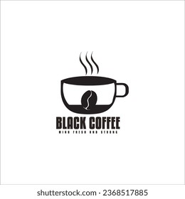 Ilustración de vectores con el logotipo del café negro.Elementos de diseño para logotipo, afiche, camiseta, pancarta y tarjeta.
