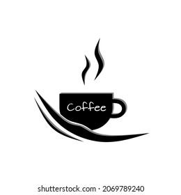 schwarzer Kaffee-Logo, Vektorgrafik auf weißem Hintergrund