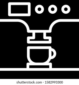 Black Coffee machine and coffee cup icon isolated on white background.  Vector Illustration