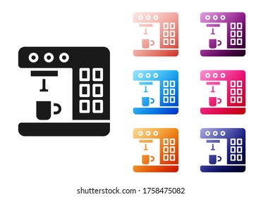 Black Coffee machine icon isolated on white background. Set icons colorful. Vector Illustration