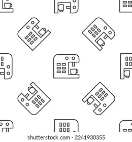 Black Coffee machine icon isolated on white background. Yellow square button. Vector
