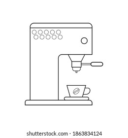 Schwarze Kaffeemaschine auf weißem Hintergrund, Gestaltungszeichen, Vektorgrafik
