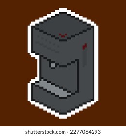 Black Coffee Maker, Pixelated Art, Isolated