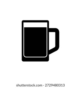 Black coffee mug minimalist flat design vector illustration isolated