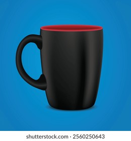 Black coffee mug mockup vector with isolated background.