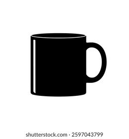 Black coffee mug silhouette vector. Ideal for cafes, branding, morning coffee routines, hot beverage designs, espresso themes, and minimalist drink-related elements for commercial use