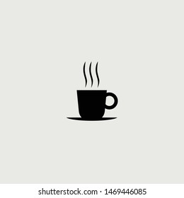 Black Coffee Mug Vector Cartoon for cafe template or cafe logo