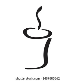 Black coffee mug vector on white background.