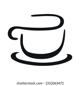 Black coffee mug vector on white background.