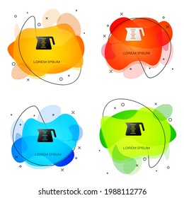 Black Coffee pot icon isolated on white background. Abstract banner with liquid shapes. Vector