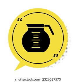 Black Coffee pot icon isolated on white background. Yellow speech bubble symbol. Vector