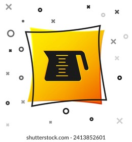 Black Coffee pot icon isolated on white background. Yellow square button. Vector