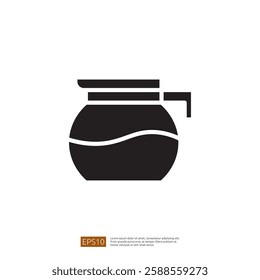 Black Coffee Pot Icon in Minimalist Style Perfect for Caf? or Kitchen Use Illustrating Beverage Culture and Morning Routines