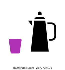 Black coffee pot with purple glass vector image