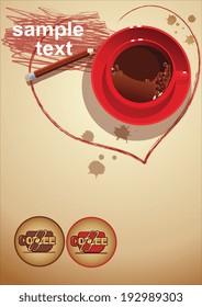  black coffee, red cup menu, eps 10