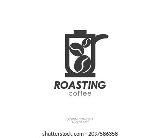 Black coffee roasting symbol style isolated on white background.