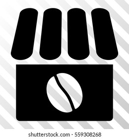 Black Coffee Shop interface toolbar icon. Vector pictogram style is a flat symbol on diagonal hatch transparent background.