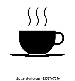 Black coffee or tea cup on the round plate with smoky 