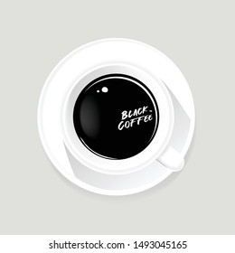 black coffee top view vector, simple design