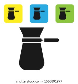 Black Coffee turk icon isolated on white background. Set icons colorful square buttons. Vector Illustration