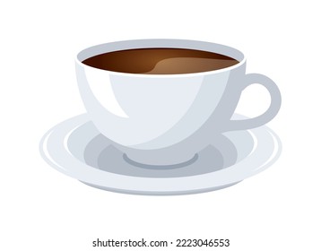 Black coffee in a white cup with a saucer icon vector. Black coffee drink icon vector isolated on a white background. Cup of espresso drawing