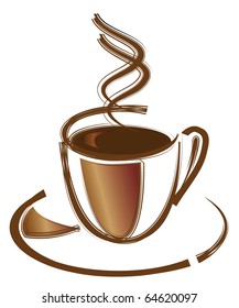 Black coffee in white cup. Vector illustration