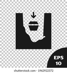 Black Coffin in grave icon isolated on transparent background. Funeral ceremony.  Vector