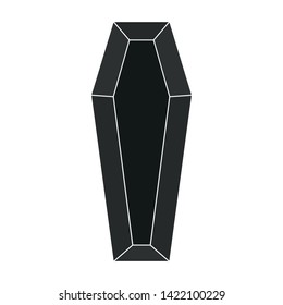 Black coffin line icon vector casket