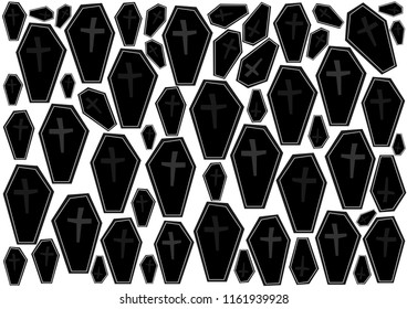 Black coffin pattern design.