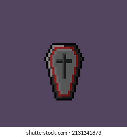 black coffin in pixel style