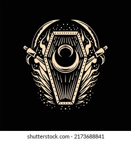 black coffin tattoo vector design