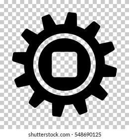 Black Cog interface pictogram. Vector pictograph style is a flat symbol on chess transparent background.