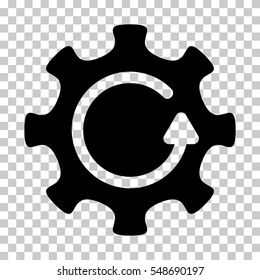 Black Cog Rotation Direction interface toolbar pictogram. Vector pictogram style is a flat symbol on chess transparent background.