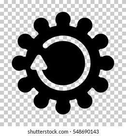 Black Cog Rotation interface icon. Vector pictogram style is a flat symbol on chess transparent background.