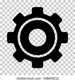 Black Cog toolbar pictogram. Vector pictogram style is a flat symbol on chess transparent background.
