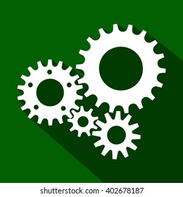 black cogs (gears) on color background