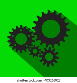 black cogs (gears) on color background