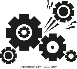 black cogs (gears) on white background