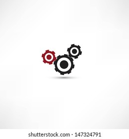 black cogs (gears) on white background